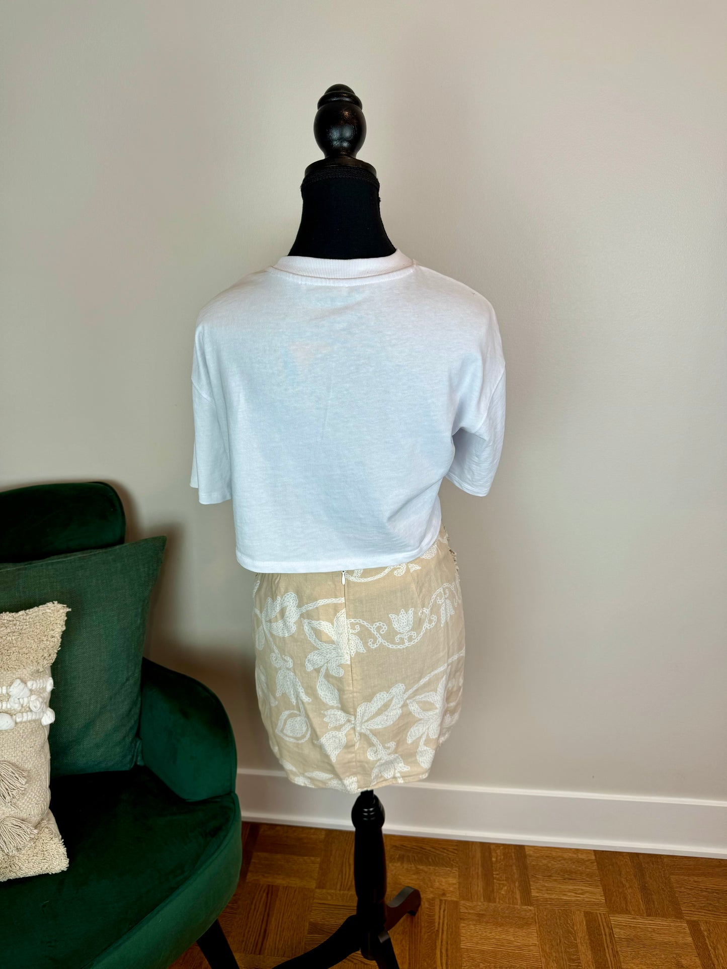 Jupe en lin à motif Zara - Medium
