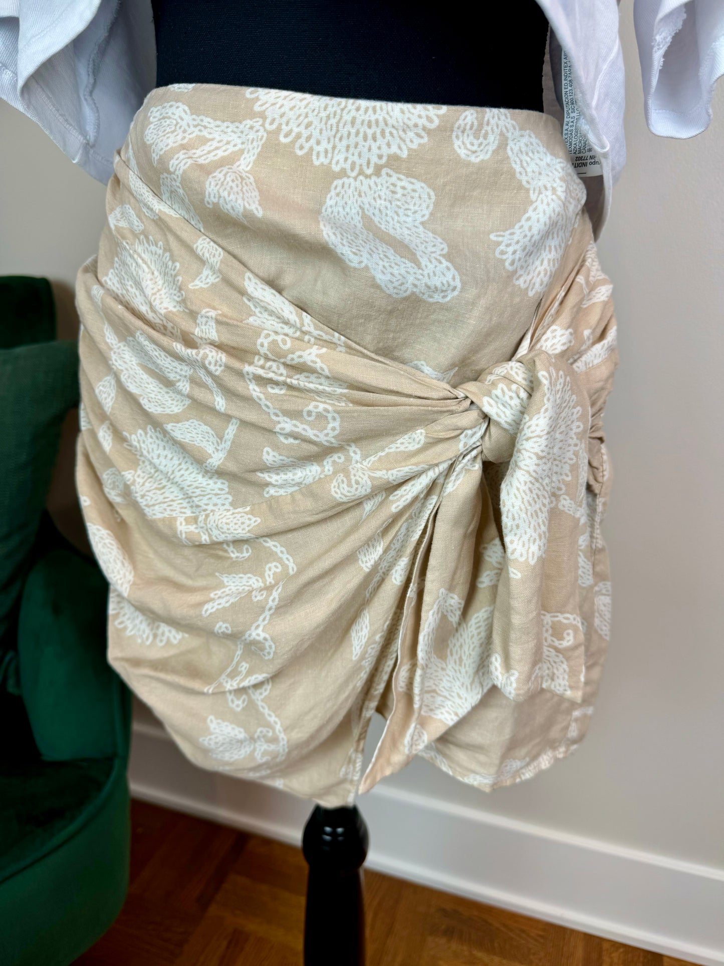 Jupe en lin à motif Zara - Medium