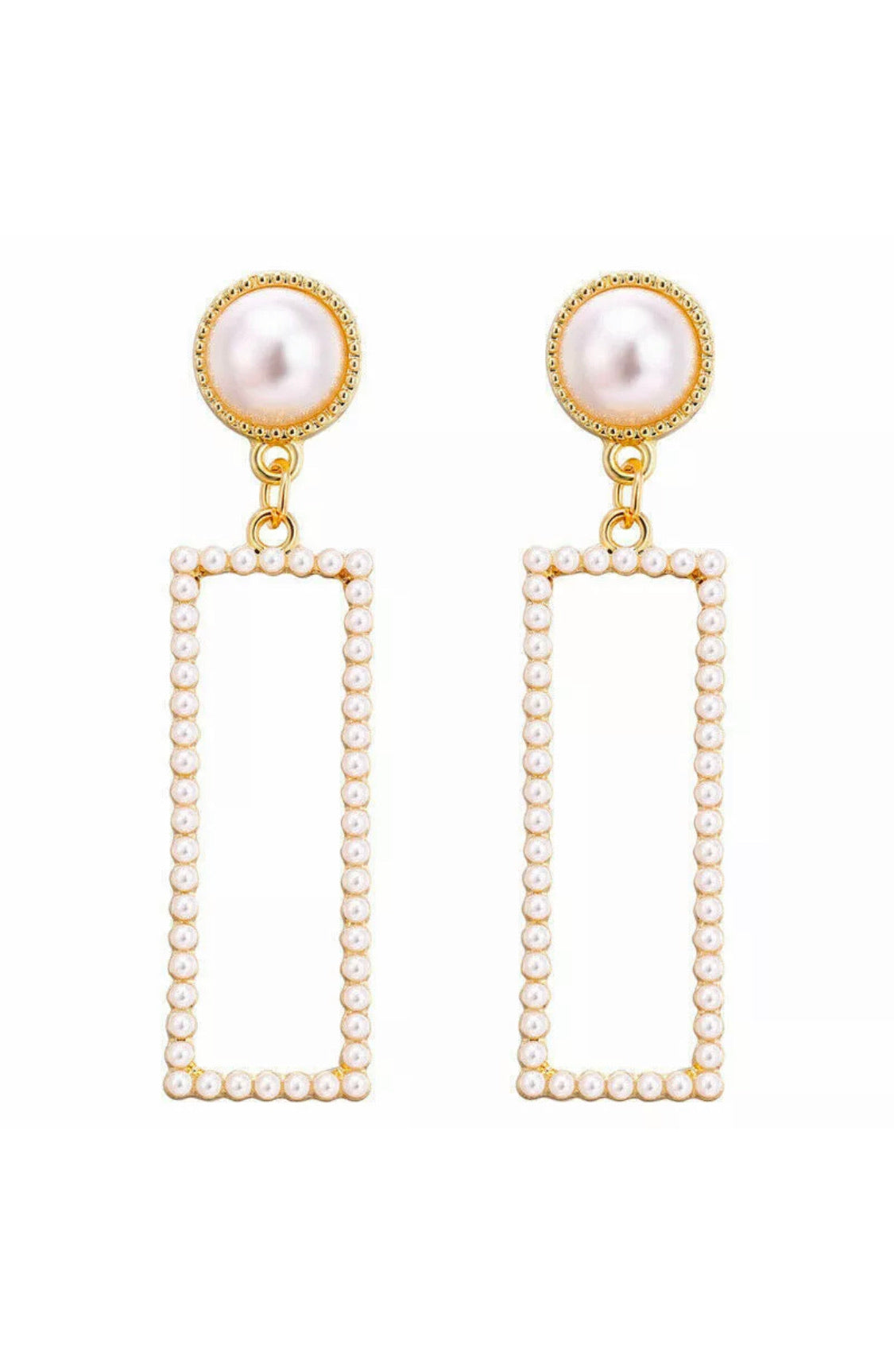 Boucles d'oreilles - Rectangle perlé