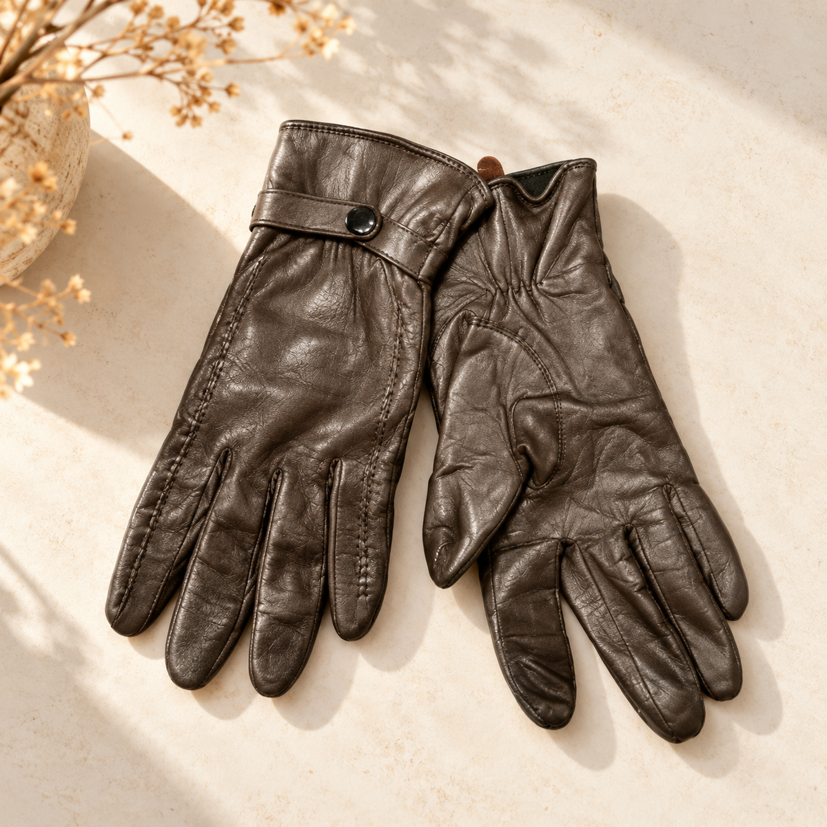 Gants Auclair - cuir brun 6.5