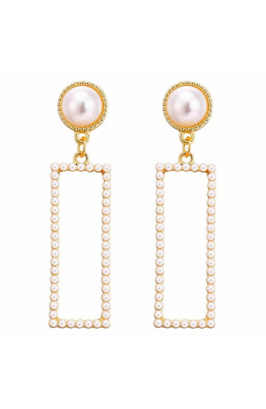 Boucles d'oreilles - Rectangle perlé
